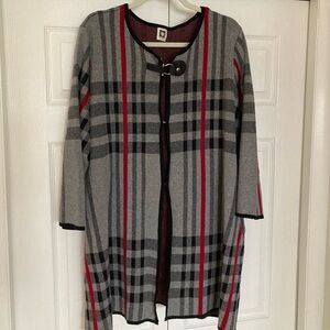 Anne Klein long cardigan black gray red size 3X BRAND NEW